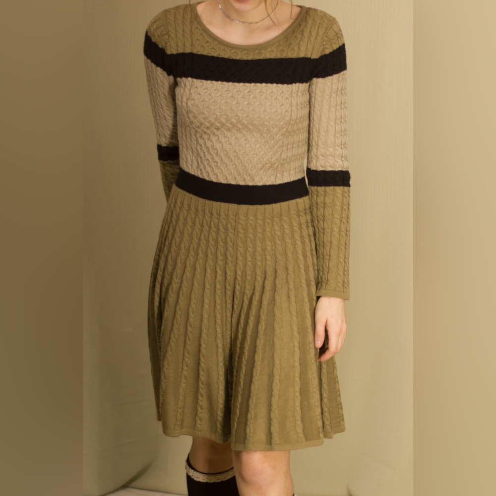 Calvin Klein Multi Colored Cable Knit Sweater Dress